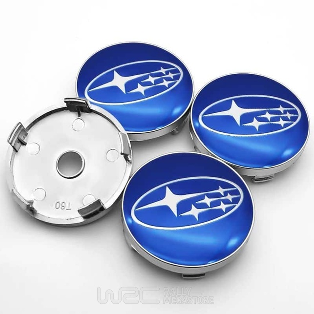 CACHE MOYEU SUBARU 60MM BLEU